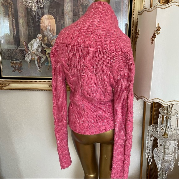 Bebe Pink Snap Front Chunky Sweater - Picture 2 of 9